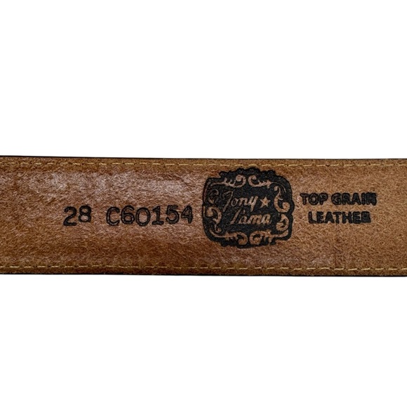 Tony Lama Kids Rodeo Champion Tooled Leather Western Belt USA Size 28 Top Grain - Picture 6 of 10